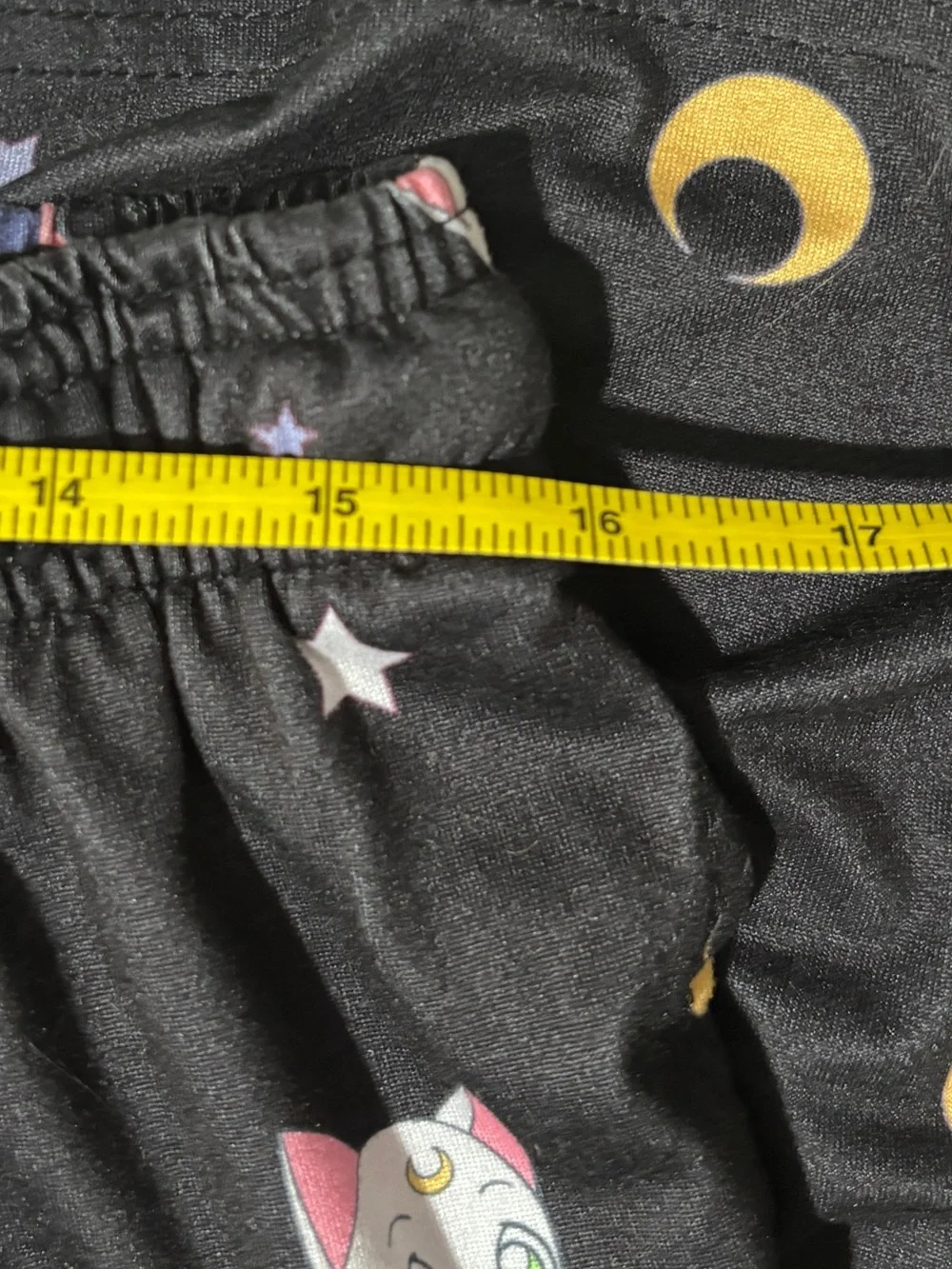Kids Black Cat Print Pajama Pants with Yellow Drawstring